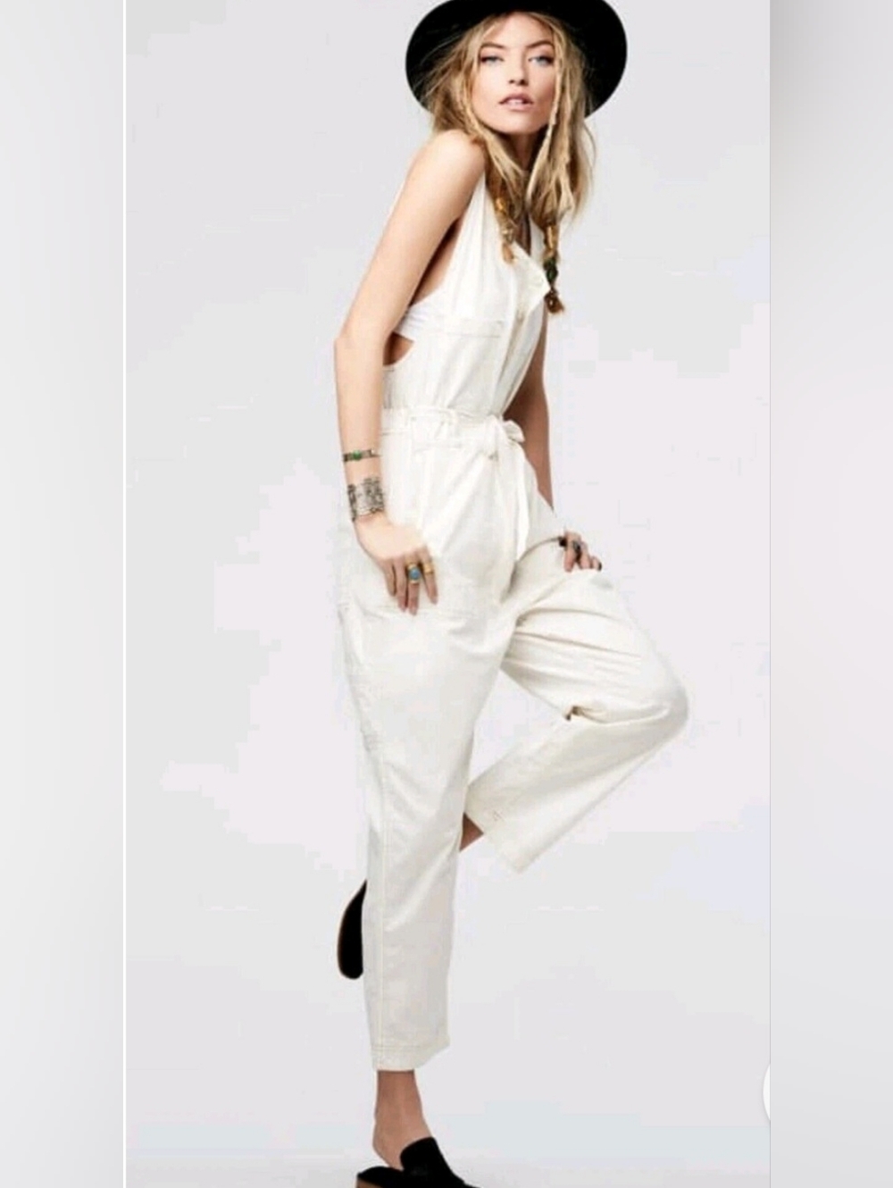Free People Cream Jumpsuit with Copper Logo Accent
